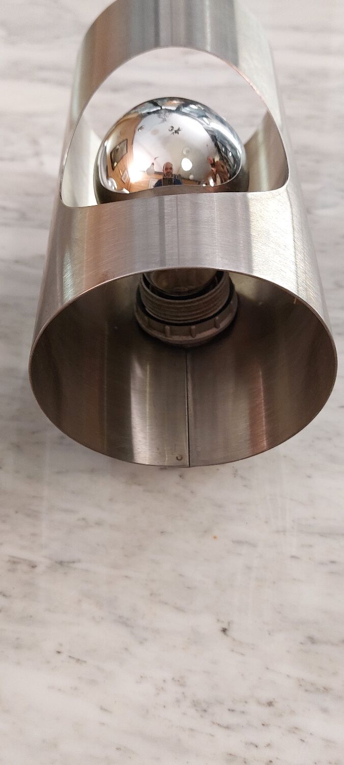 Paire d'appliques en inox brossé