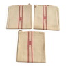 Set of 3 Linen/Cotton tea towels. Red bands. 76x50