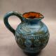 Blue ceramic pitcher with frieze by Jérôme Massier – Vallauris