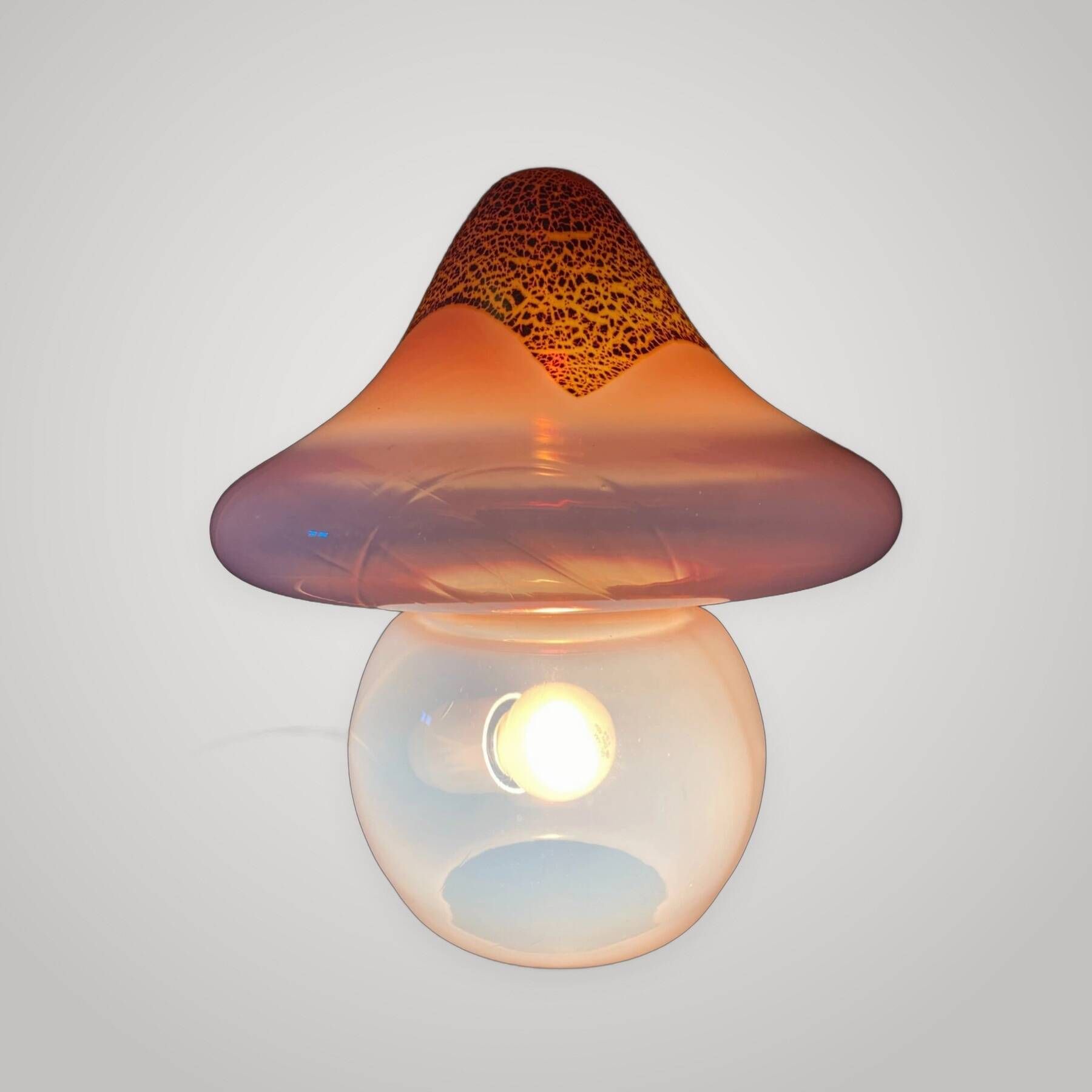 Mushroom table lamp in glass Signed Murano Vetri Italy 70's mushroom l