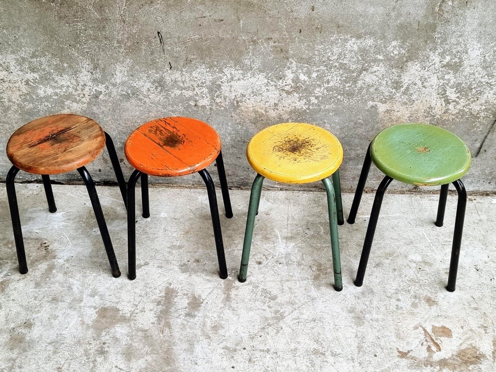Vintage stools school stools set of 4