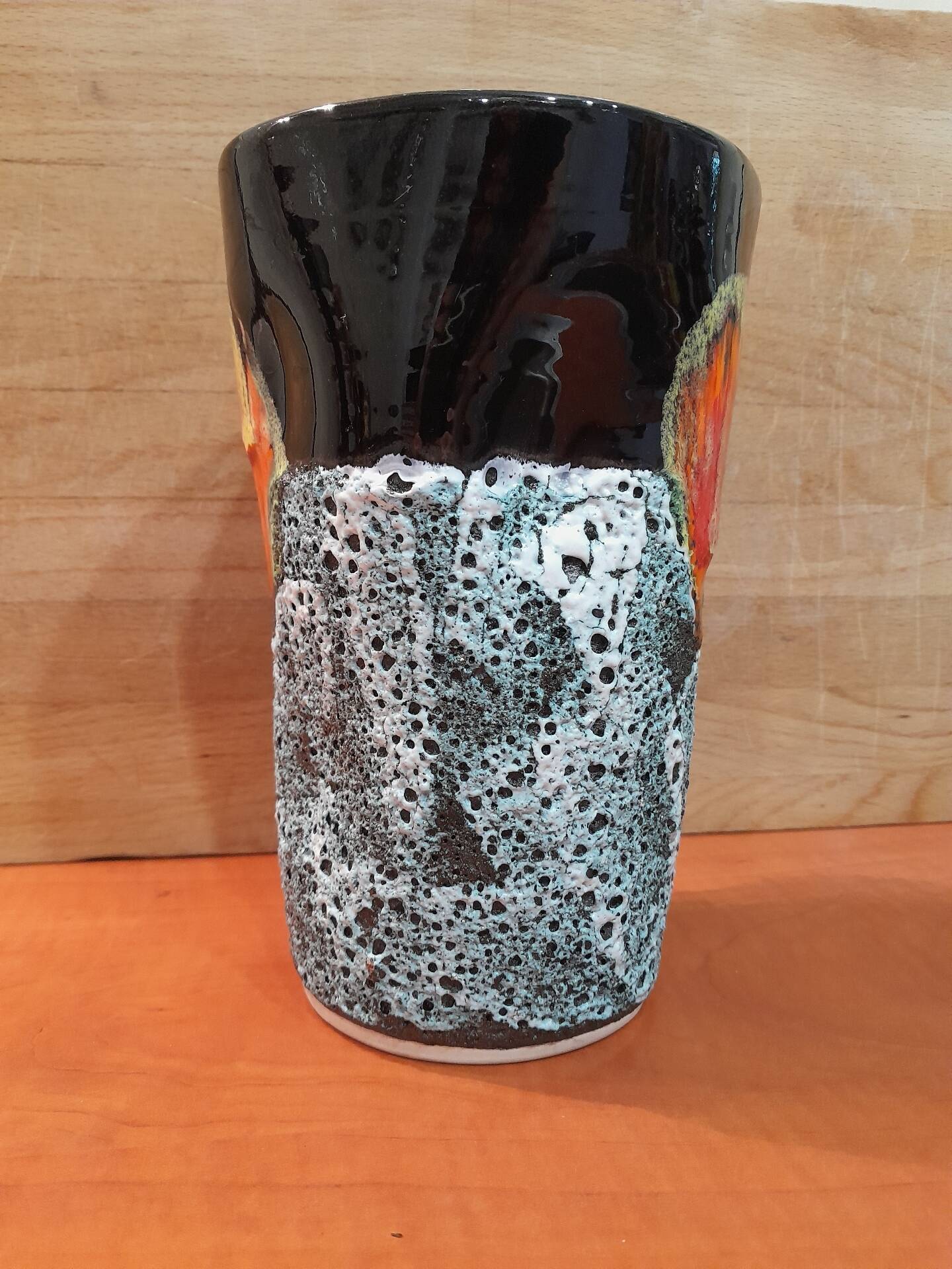 Vintage Vallauris vase "Sea Foam" Fat Lava