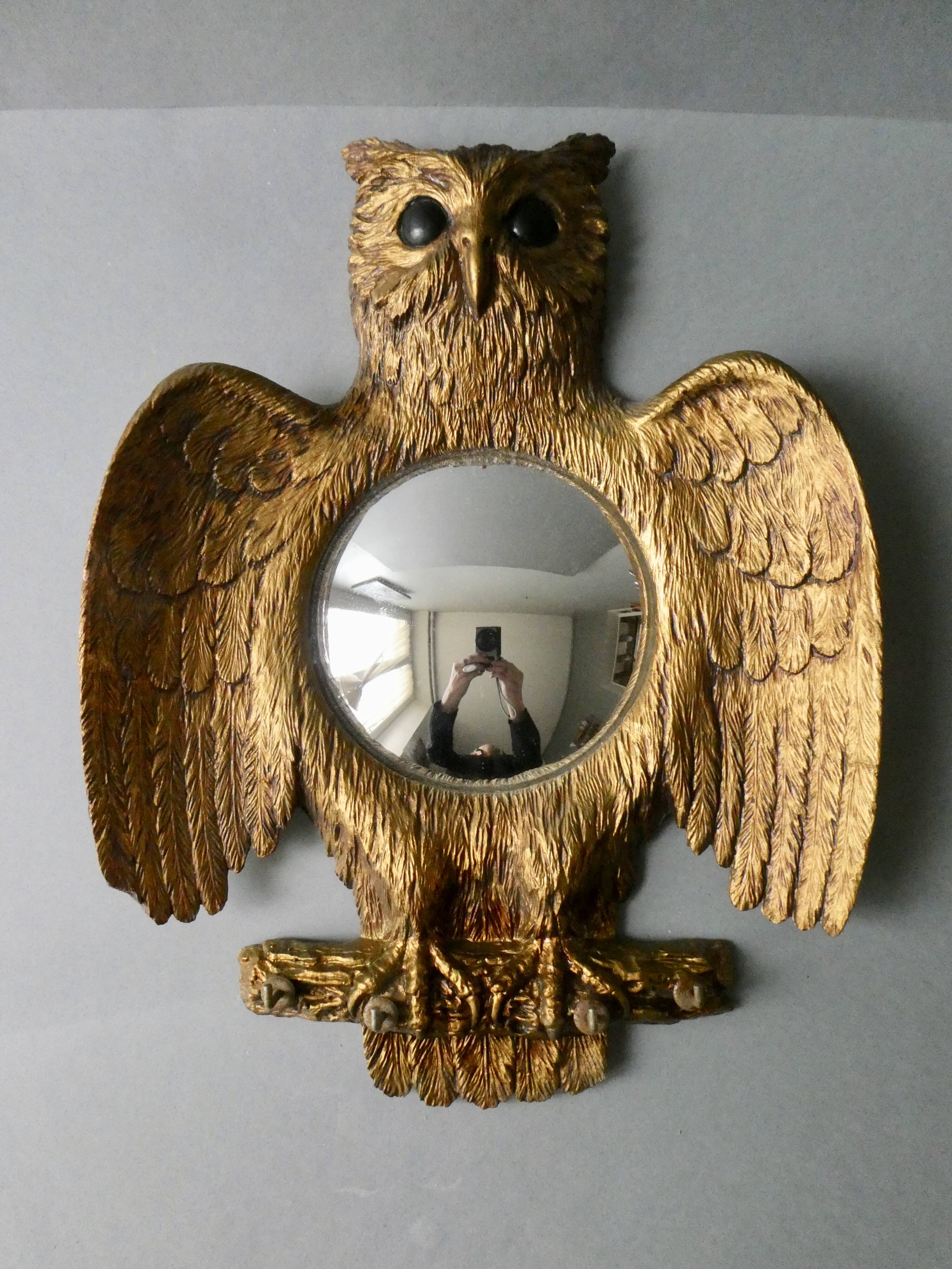 Witch's eye mirror, owl, key ring, 60s