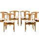 Brutalist Dining Chairs in style of Henning Kjærnulf in Oak and Bouclé