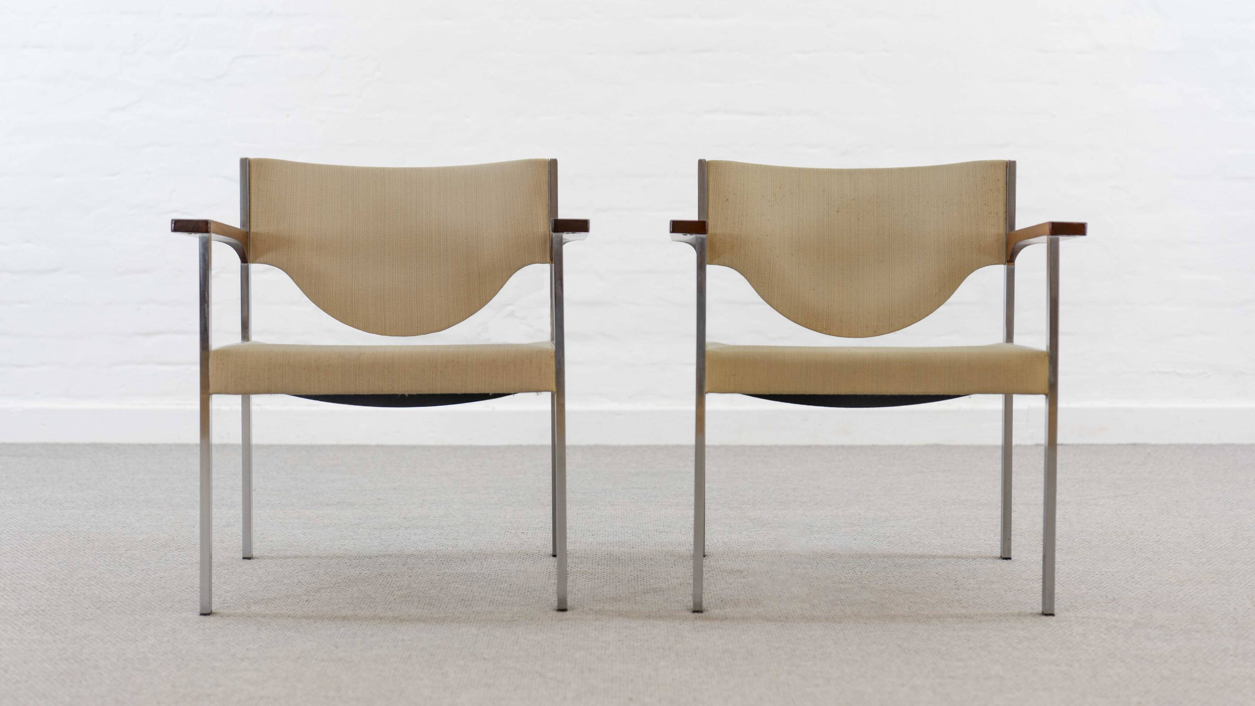 Pair club chairs, model 206 by lübke, 60s