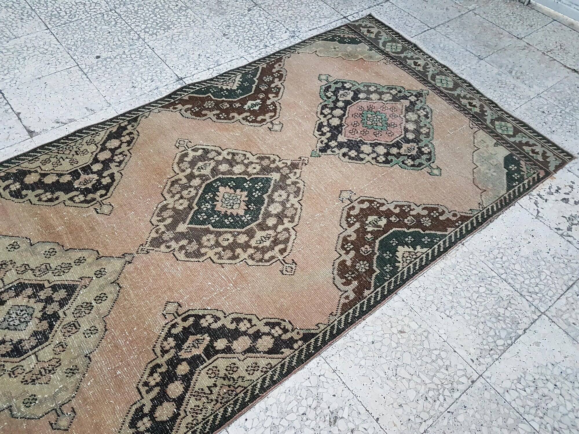 Vintage Turkish hallway rug 113x385 cm