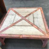 Industrial outdoor coffee table made of iron and wood