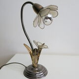 Lampe fleur en laiton et nacre