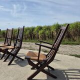 Set 4 vintage Triconfort France adjustible 1960s deckchair