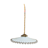 Vintage opaline suspension white wavy threads and gold socket retro firm style