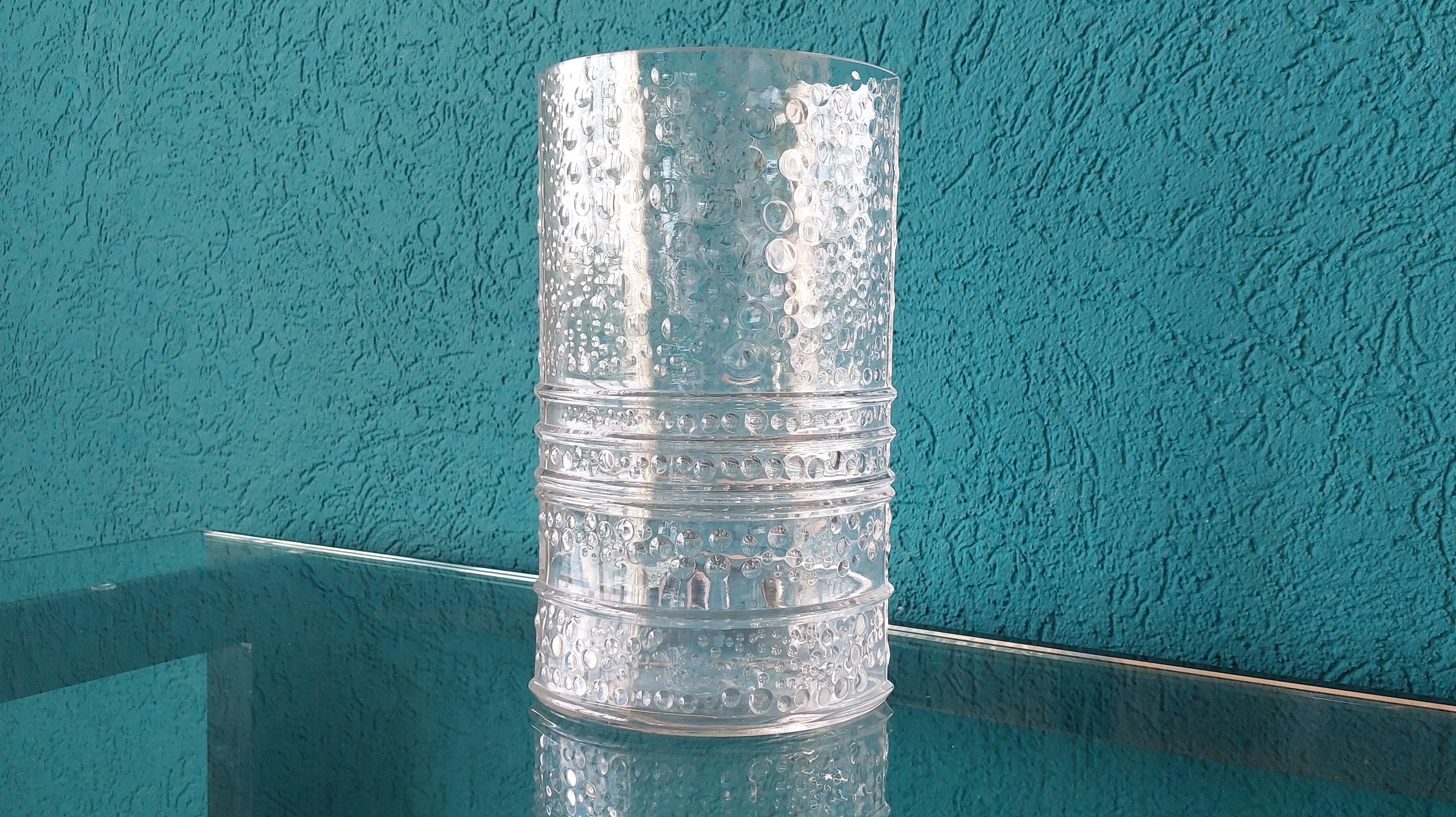 Vintage Structured Glass Vase by Willem Heesen for Leerdam Glass Factory