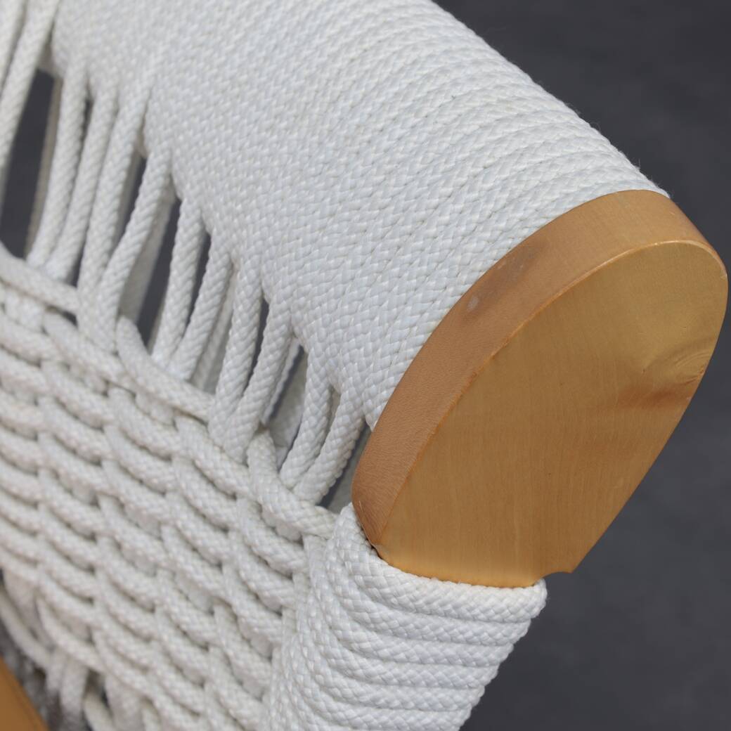 Handcrafted Italian lounge chair by Driade in wood, rope & leather, Italy, 1990s