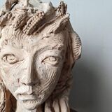 Handmade clay terracotta sculpture head decoration workshop
