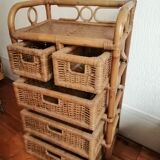 Rattan storage unit. 5 drawers