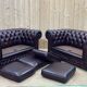Pair of 2-seater leather Chesterfield sofas from the 1990s by Thomas LLOYD