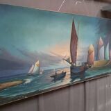 Oil on canvas boats