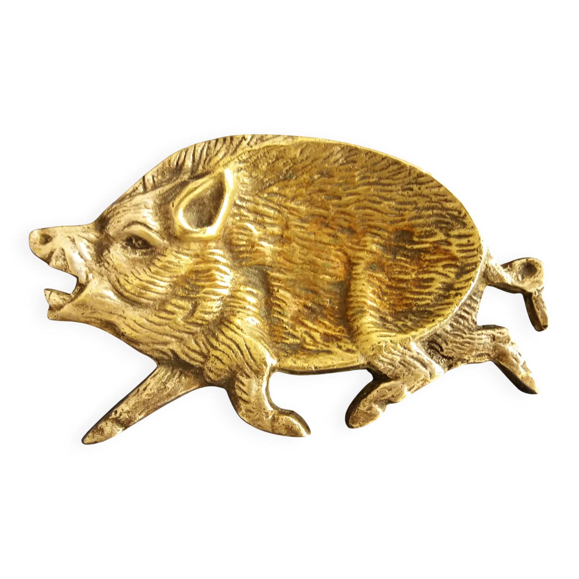 Vintage brass pocket in the shape of a wild boar