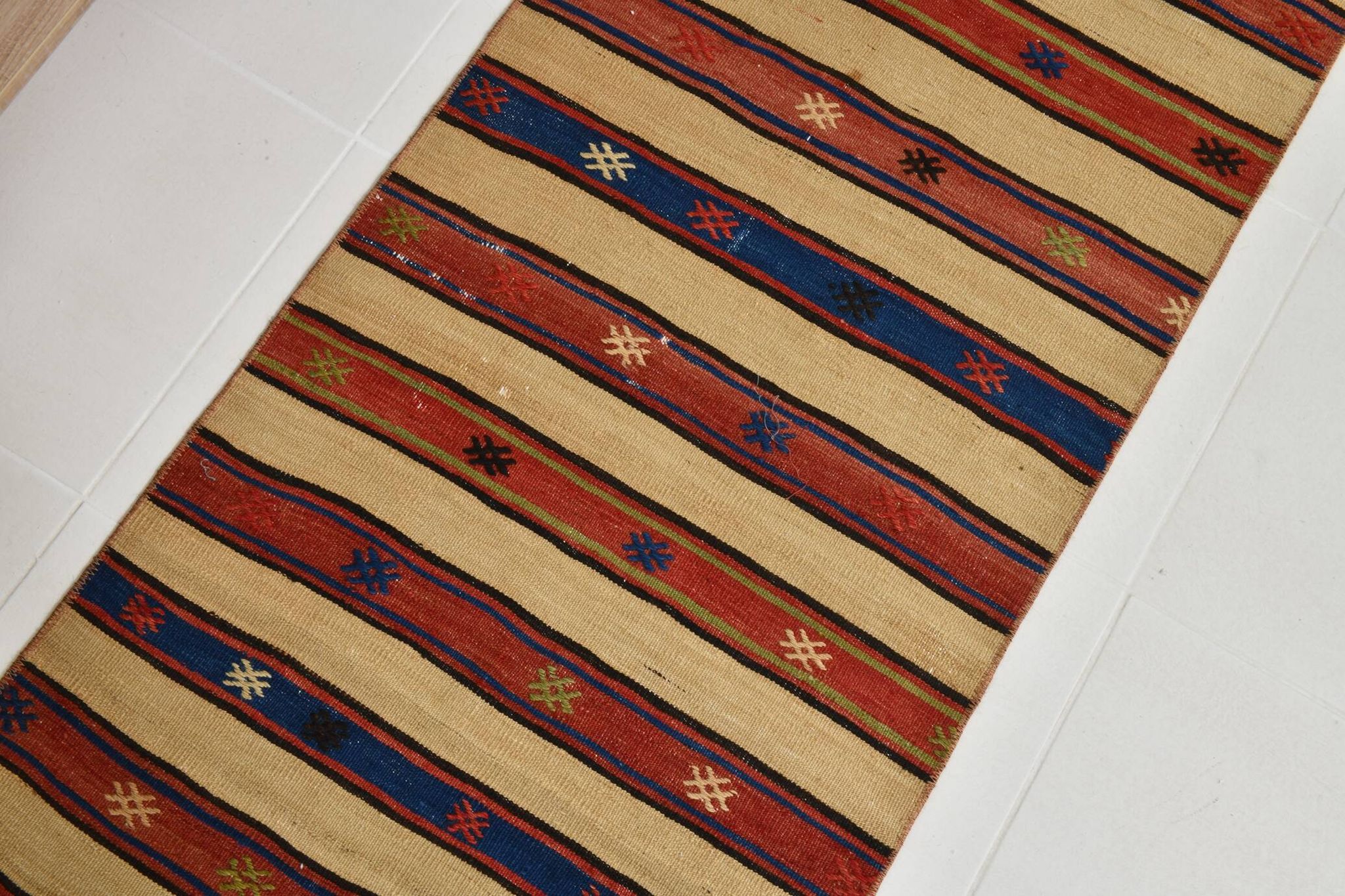 Handmade Wool Kilim Runner Rug, 70x258Cm