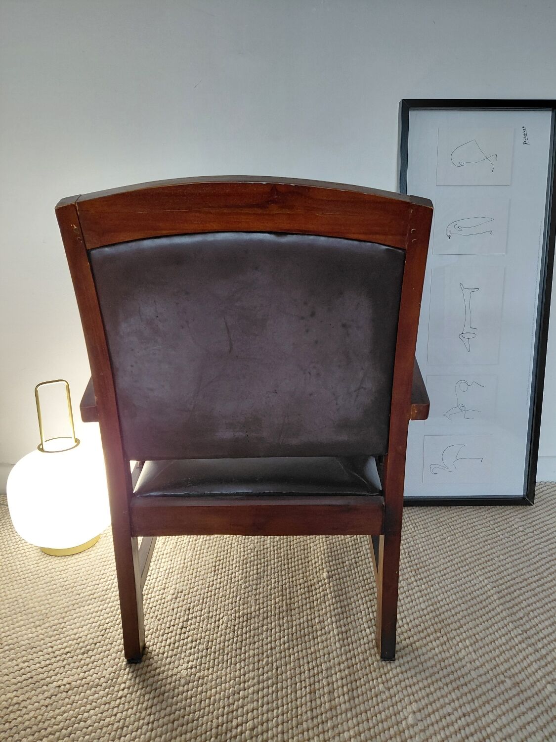 Colonial style wooden armchair