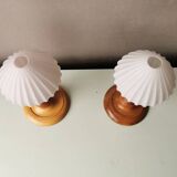 Set of 2 vintage 70s wooden table lamps