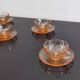 5 Rosaline Arcoroc twisted pink glass cups and saucers