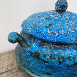 Glacier ennamel tureen vintage turquoise blue 1960 / cyclops varnished earthenware by Charles Cart