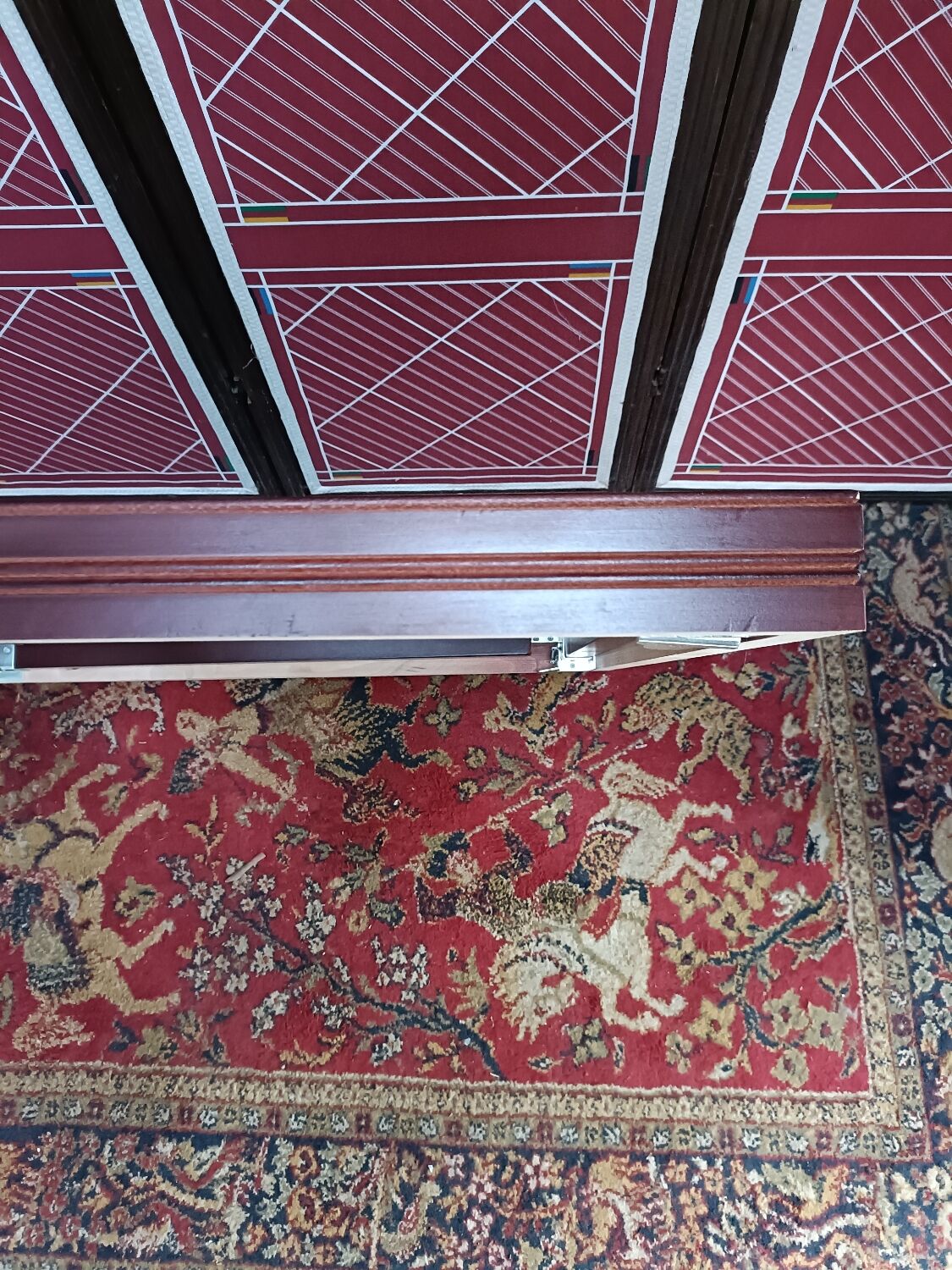 Table de bridge placage acajou et tapis vert, état neuf