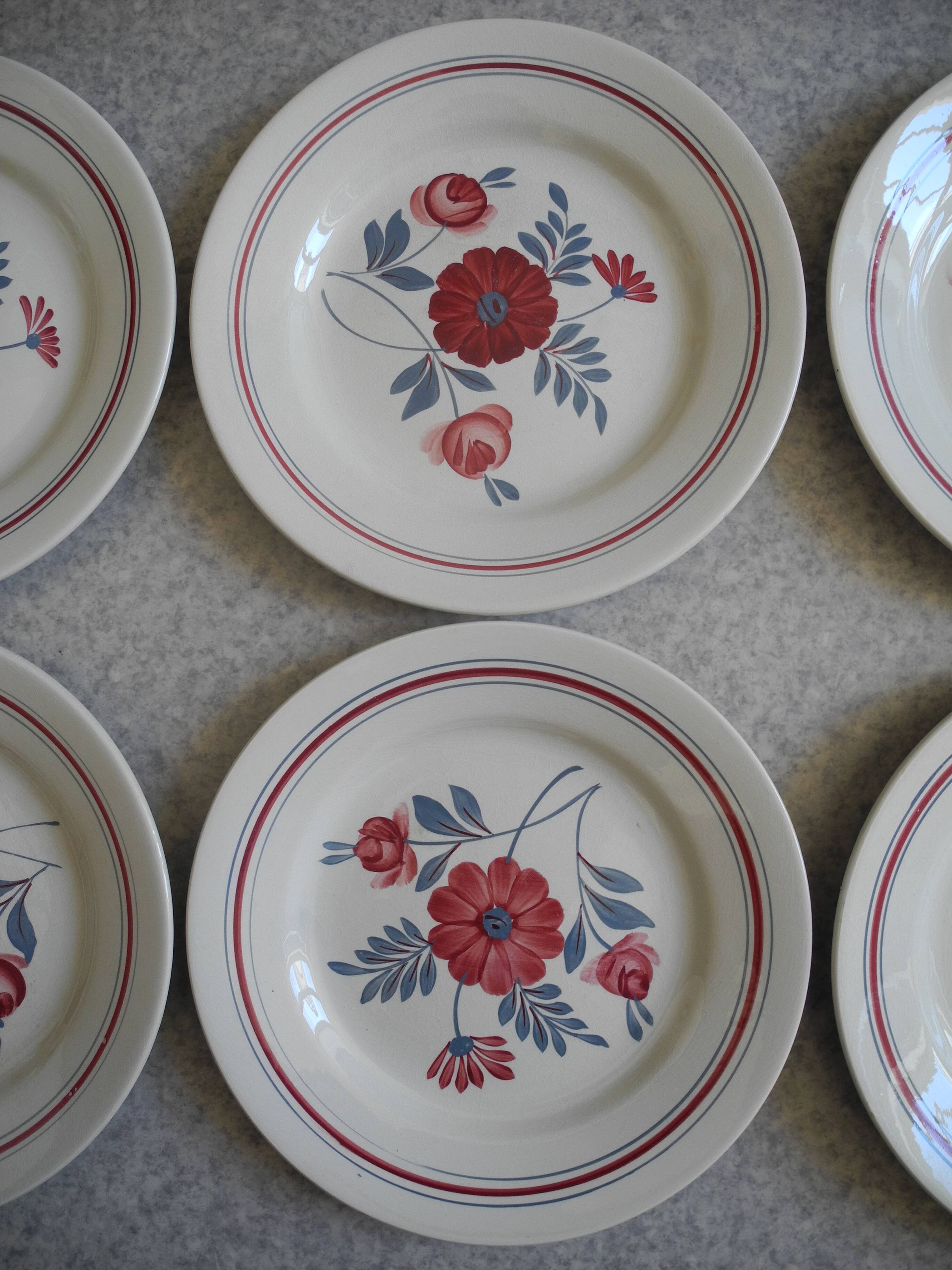 6 vintage Céranord St Amand flat plates from the 50s