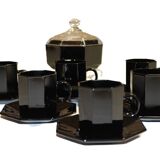 Arcoroc black "Octime" coffee service