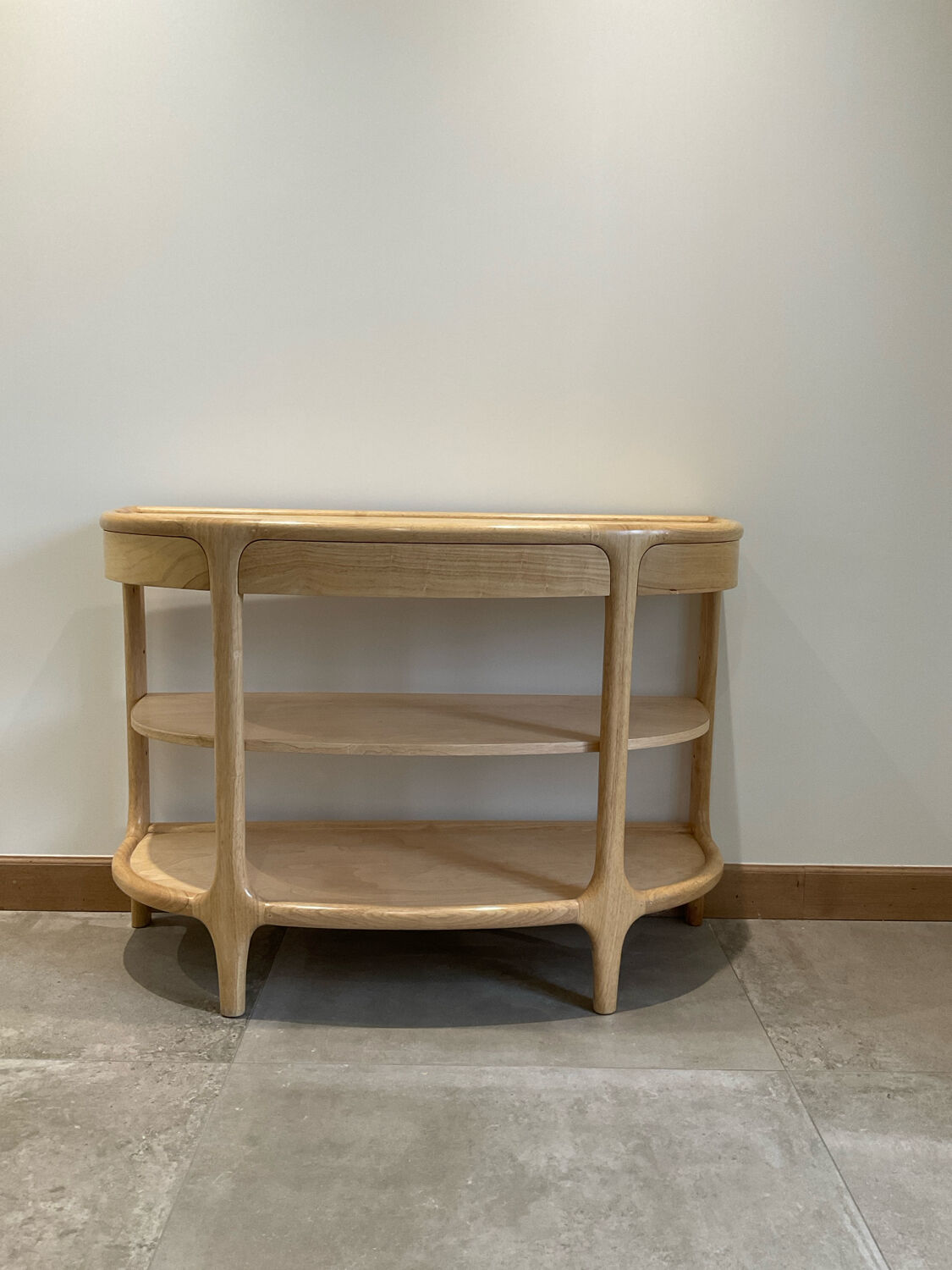 Contemporary console in ash wood.