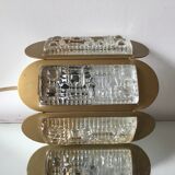 Scandinavian midcentury wall light in crystal and mat gold colored metal