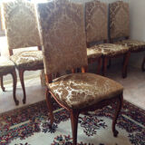 Set of 6 Louis XV chairs with padded backrest