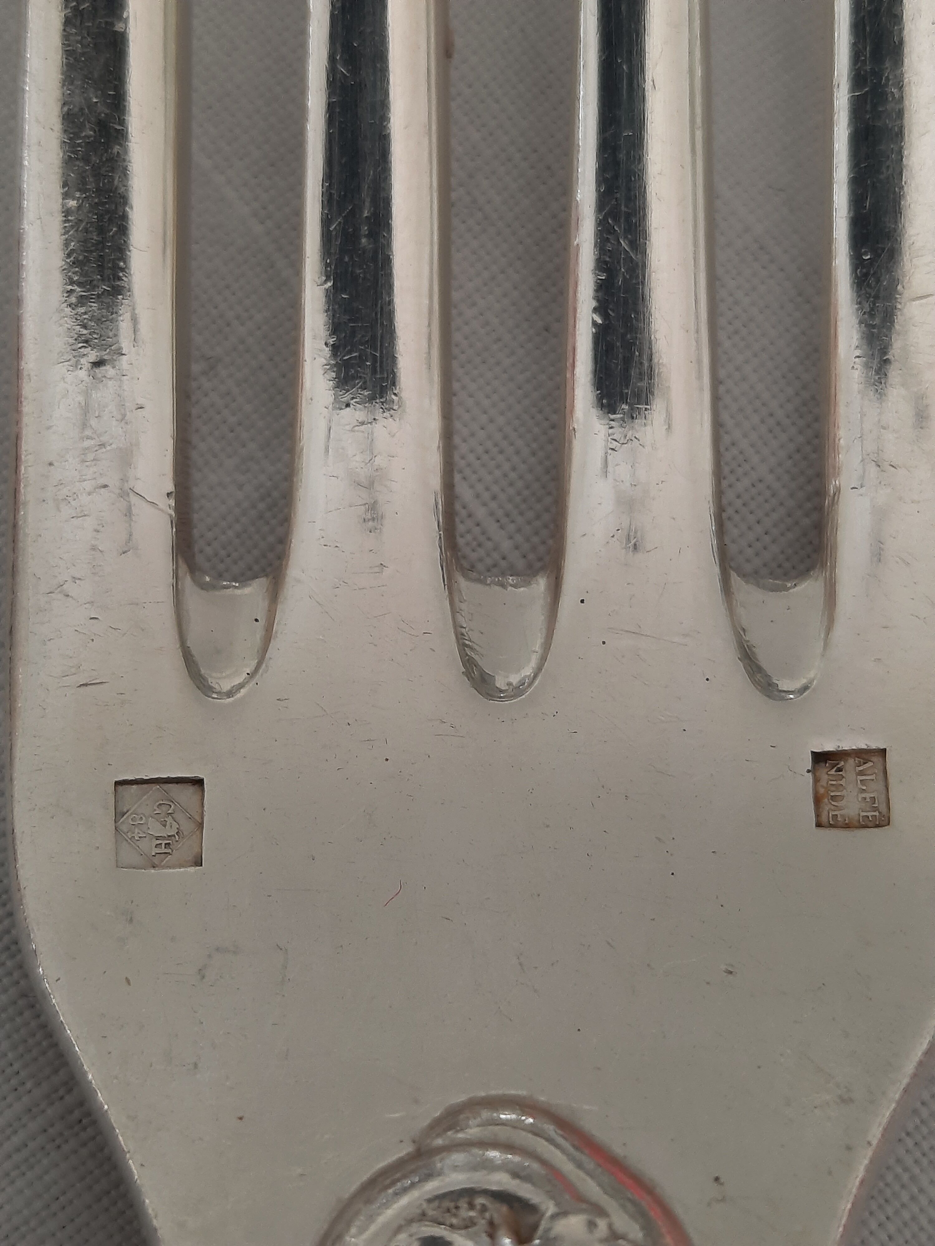 Antique silver-plated monogrammed cutlery set