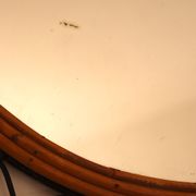 Round iron and rattan mirror