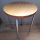 Tabouret 4 pieds tubulaire  assise bois strié, vintage