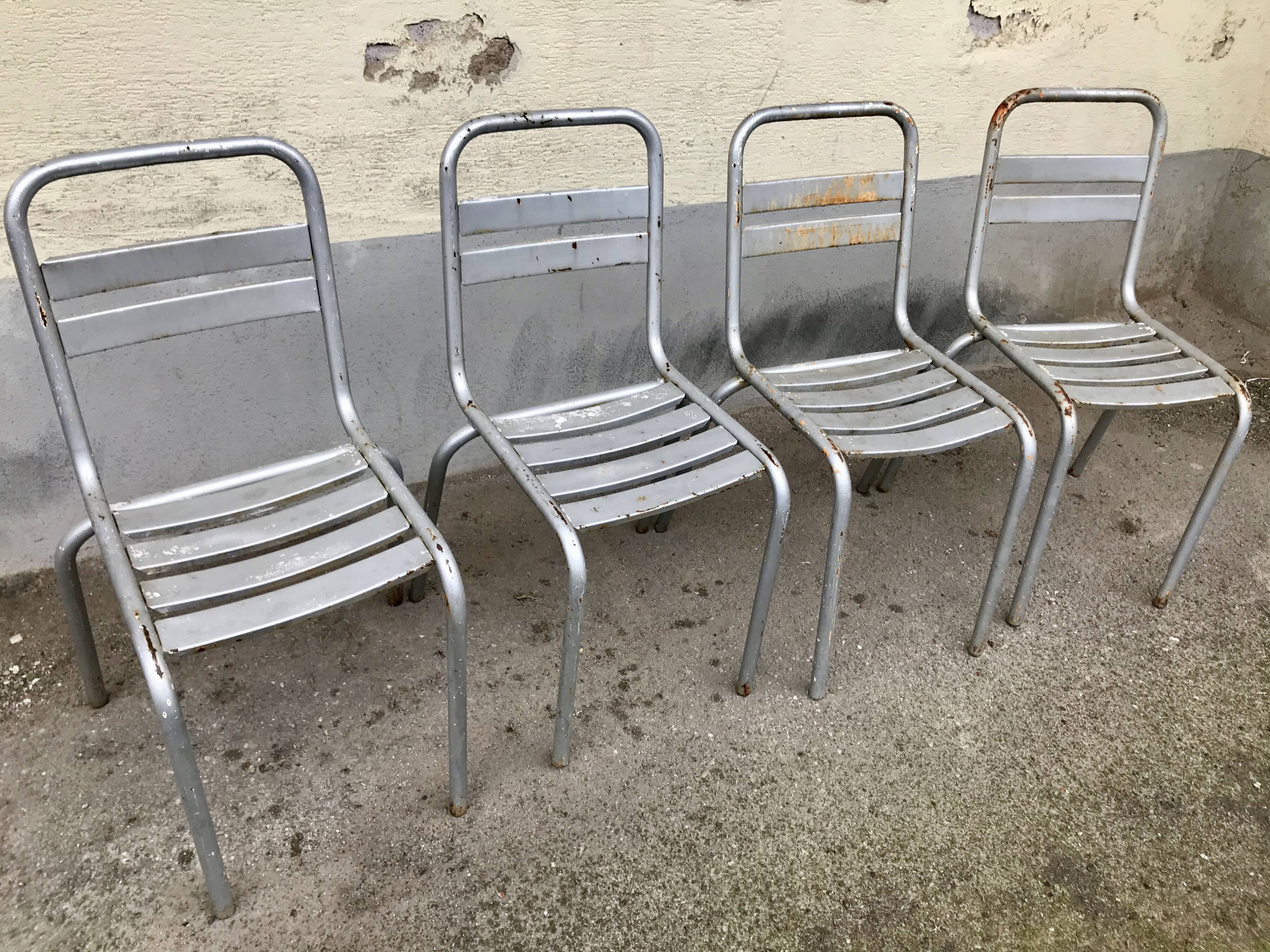 Série de 4 chaises bistrot Tolix modèle T2 bar café restaurant troquet