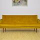 Yellow velvet sofa with fold-out function, 1960s