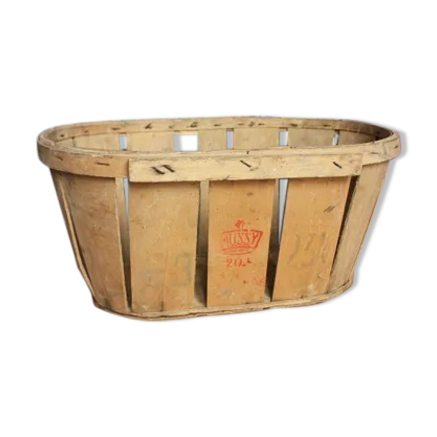 Wooden crate with slats strapping Stamp Mussy red Storage