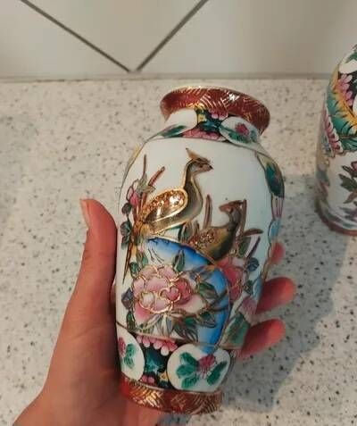 2 vases décor japonisant