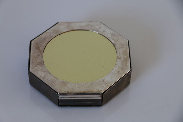 6 metal coasters and art deco mirror
