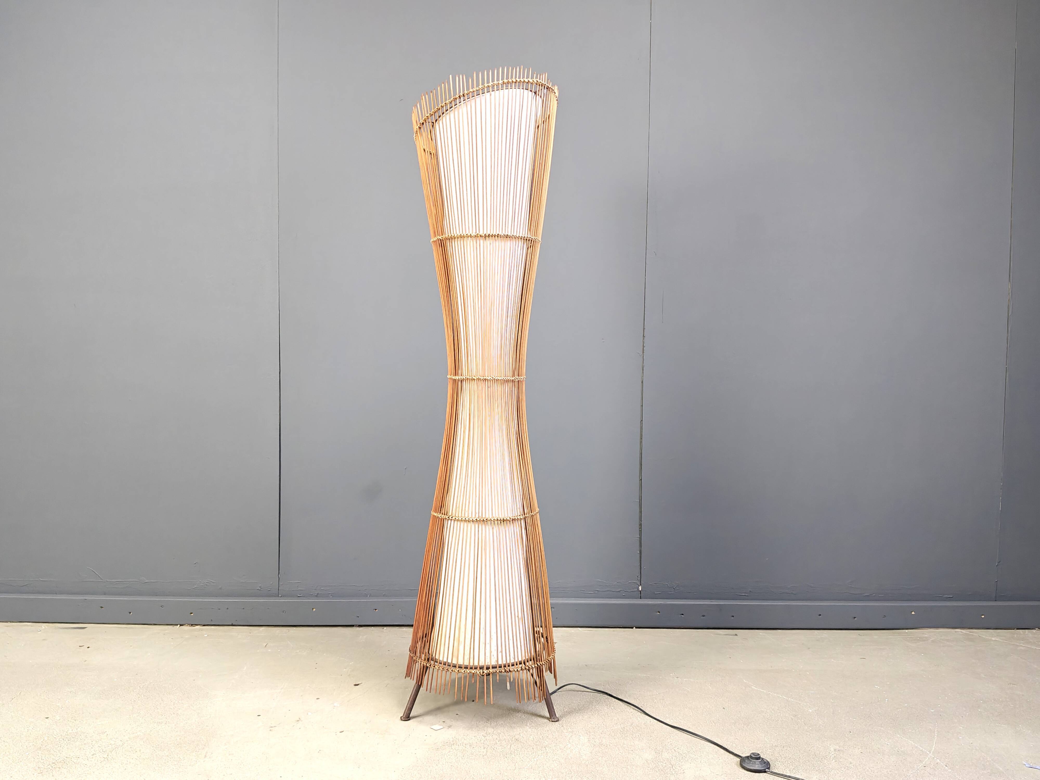 Vintage italian bamboo floor lamp, 1960s