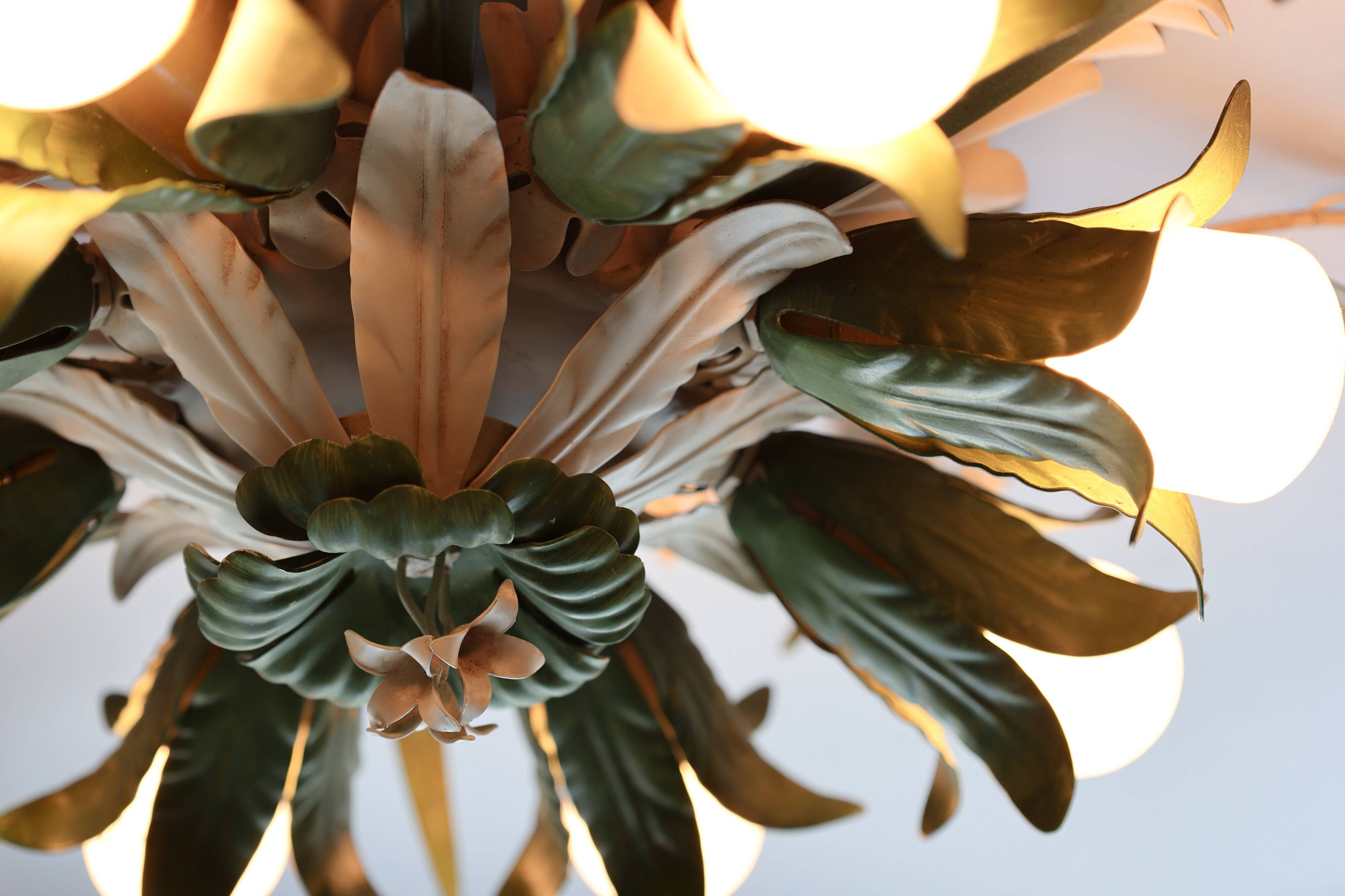 Vintage ceiling lamp, floral design, 1980s, Italy