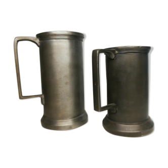 Set of 2 tin pitchers