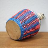 Braided wire bottle, plastic wire, scoubidou bottle, Viresa glass bottle