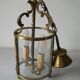 Old pendant lantern light fixture 2 lights in bronze glass decoration hall entrance