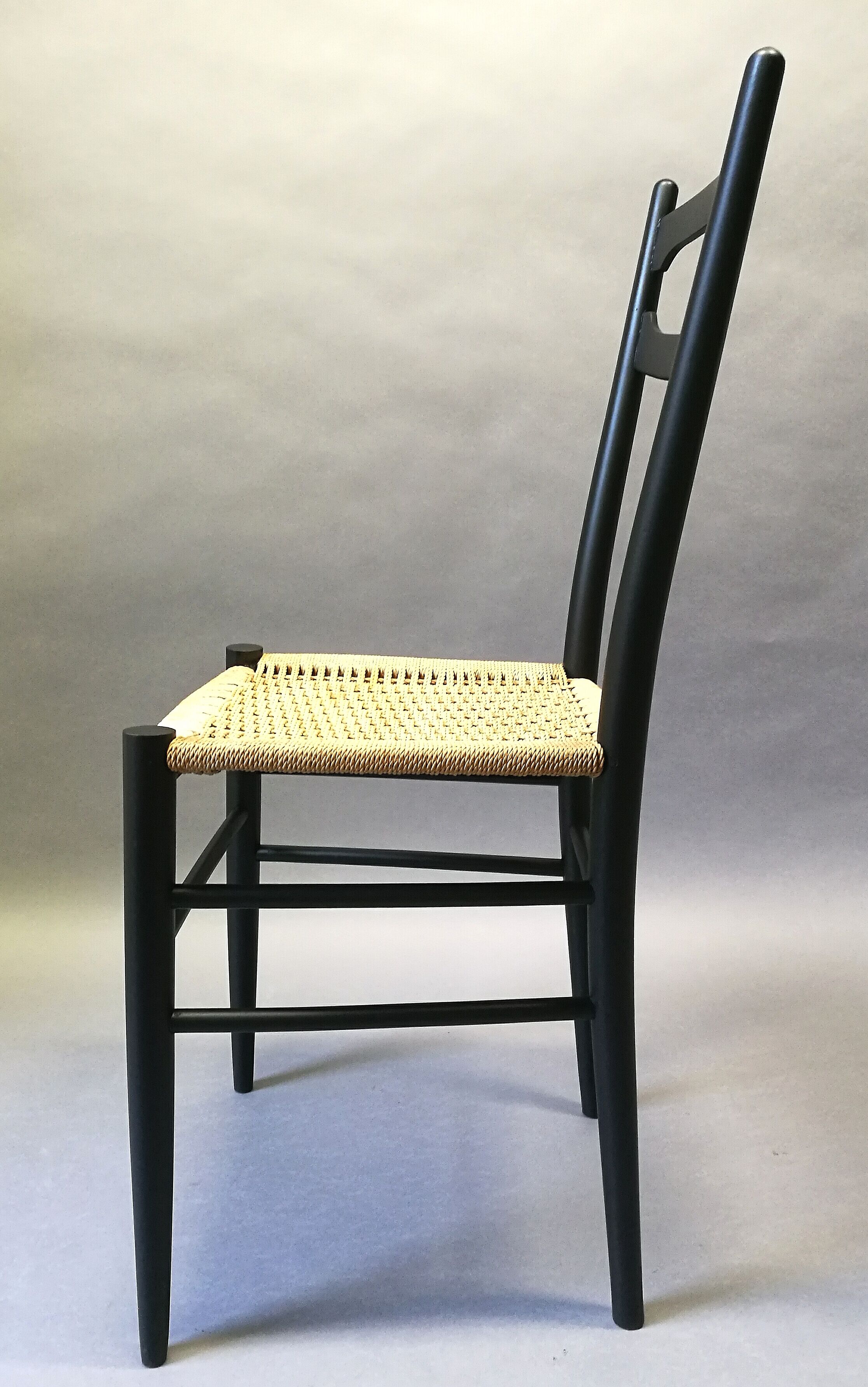 Italian chair in black ash and rope