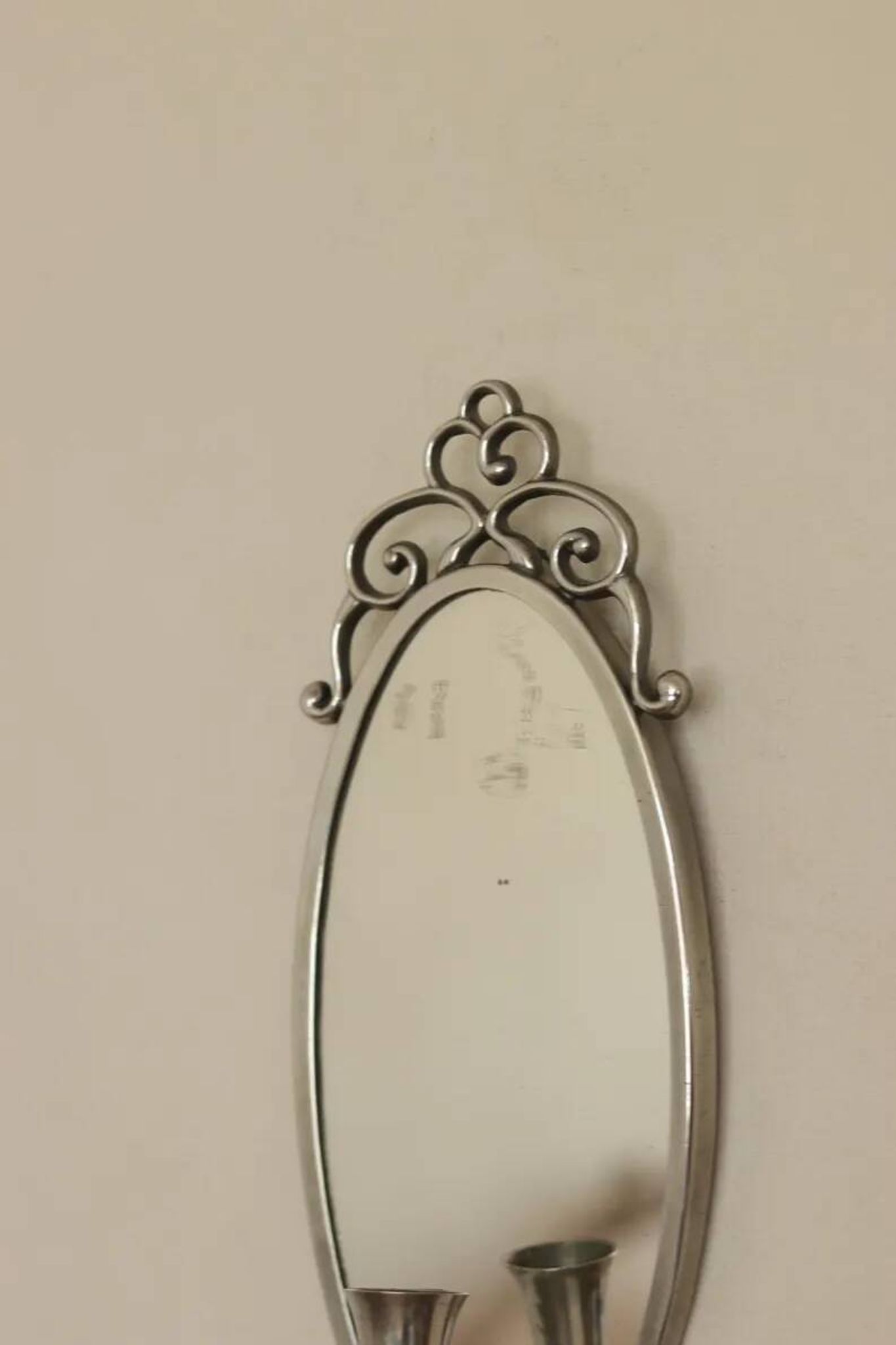 Pair of Swedish Tin Wall Sconces, Mid-Century Style with Mirror by Svenskt - Tenn