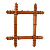 Bamboo effect wooden barber mirror 38 x 33 cm