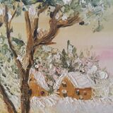 Oil on canvas snowy landscape