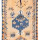 Tapis couloir vintage orange et bleu marine à motifs berbères, 105x339 Cm